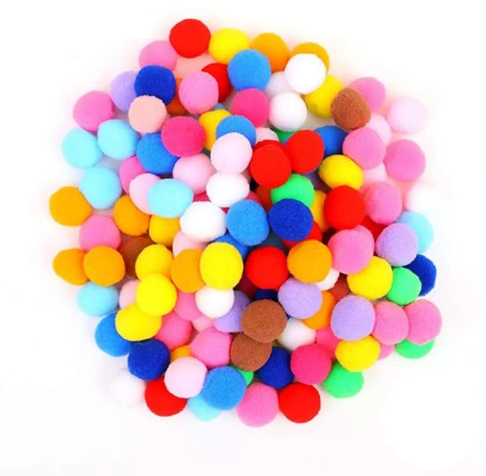 

500pcs Assorted Colors fluffy Pompoms Balls 5 Sizes Pom Poms for Kids Diy Crafts Hair Accessories Home Party Decorations, Single color or custom