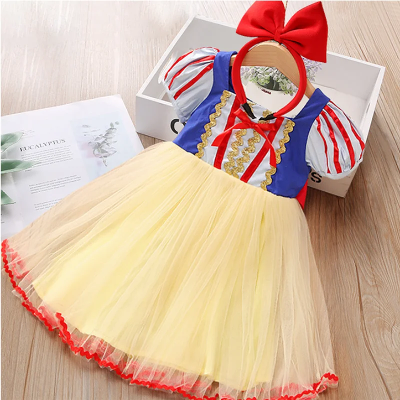 

Kids Dresses New for Girls Short Sleeve Dress Sequined Party Costume Fairy Summer Puffy Dress Rainbow Children Clothing