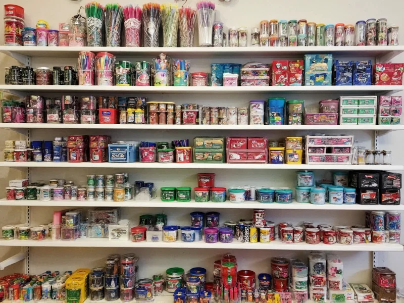 Craft supplies organized on store shelves