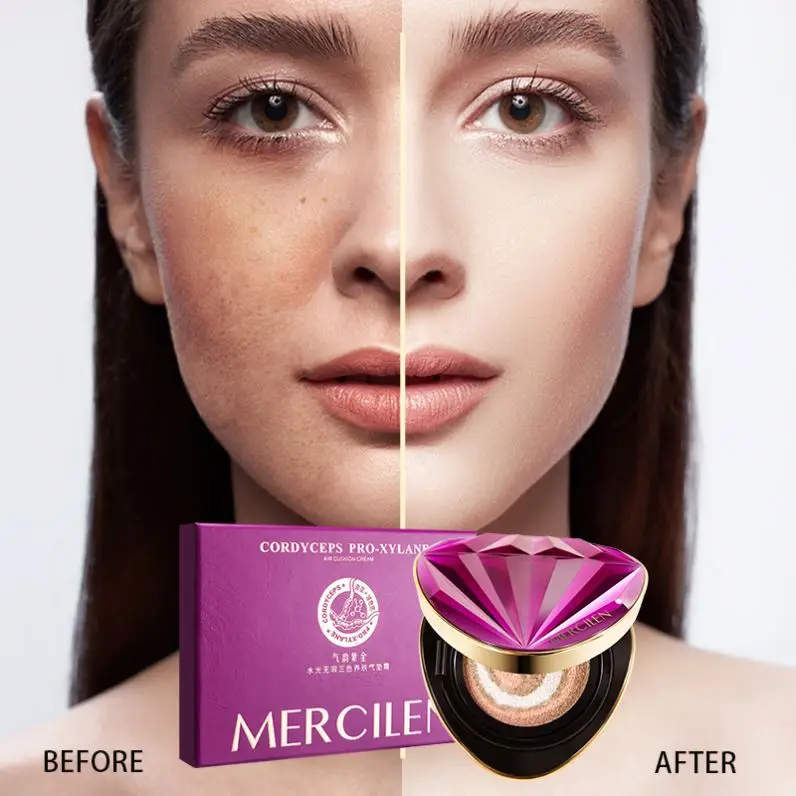 OEM/ODM Brighten Oil Control Long-Lasting BB Cream Air Cushion Liquid Foundation with Cordyceps Extract Anti-Aging Face Make up