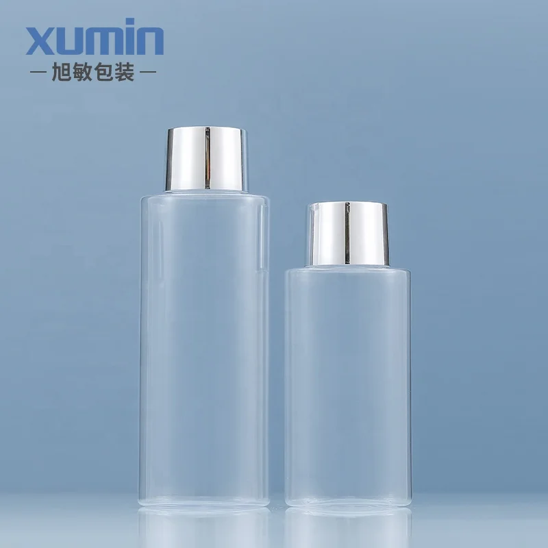 

transparent plastic packaging 120ml 200ml empty cap bottle with silver lid