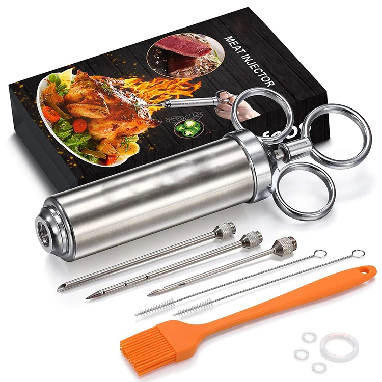 

BBQ 2 oz Pork meat injector marinade stainless steel meat injector syringe
