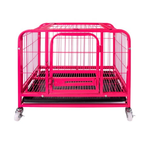 

Indoor & Outdoor Wheels Iron Square Tube Pink / Blue Temepered Dog Cage Cheap Metal Dog Cage For Sale