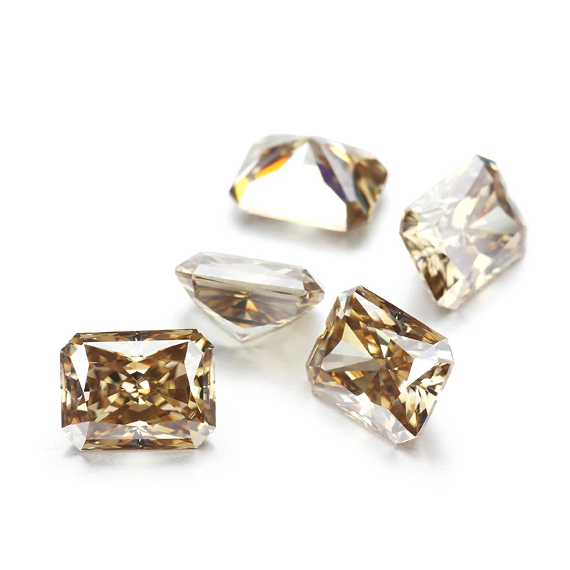 Starsgem Loose Moissanite Champagne Color Radiant Cut 1CT 2CT 3CT Loose Moissanite Gemstones