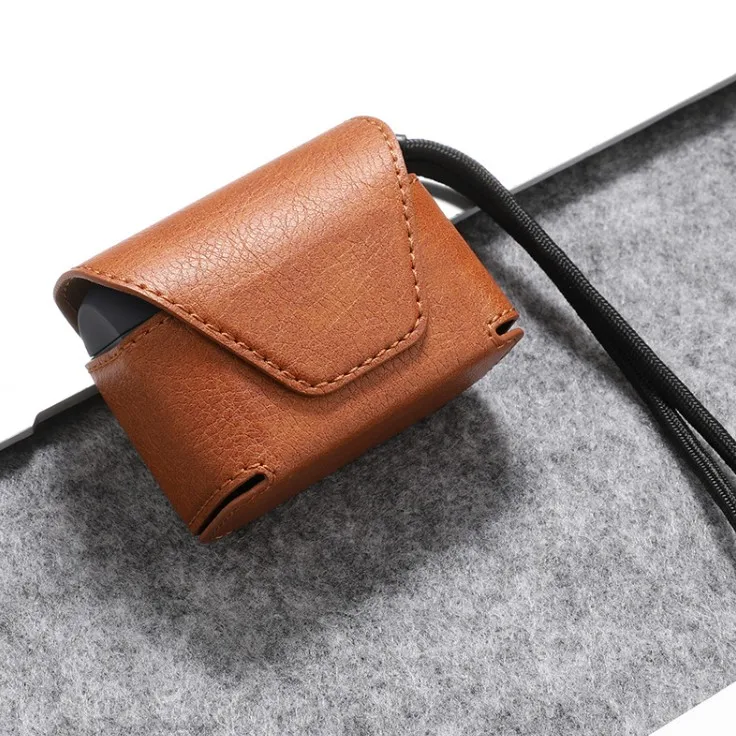 

Portable PU Leather Earphone Bag Full Case for Airpods 3 Pro with Carry Strap, Black, brown, blue, pink