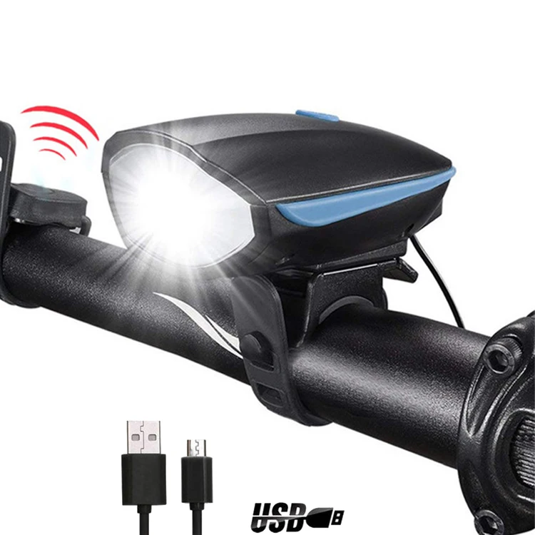 New arrival  safety bicycle light USB rechargeable front light  with alarm horn bell Waterproof bike LED light