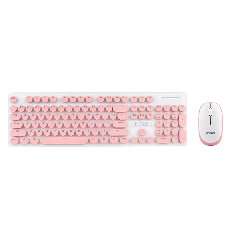 

Dropshipping Manufacture Price Girl Best Laptop Round key Cute Pink Keyboard fashionable 2.4G Wireless Keyboard and Mouse Combo, Accept customized