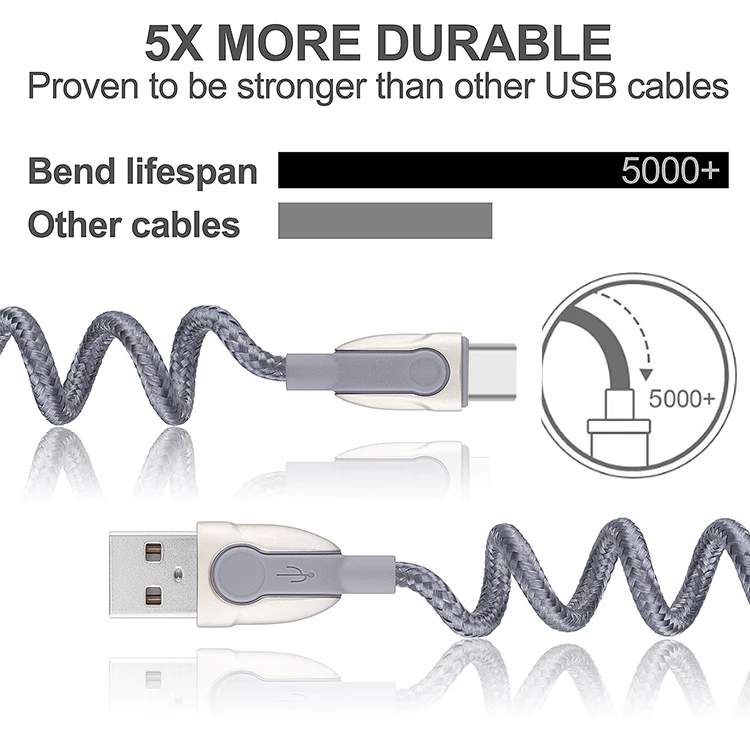 
Repairable usb charger cable new design Zinc Alloy data cable with 1m 1.5m 2m 3m braided Material cable 