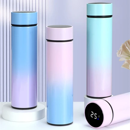 

500ml double wall vacuum insulated led smart termo digital stainless steel tumblr wholesale color changing gradient tumblers cup, Customized colors acceptable