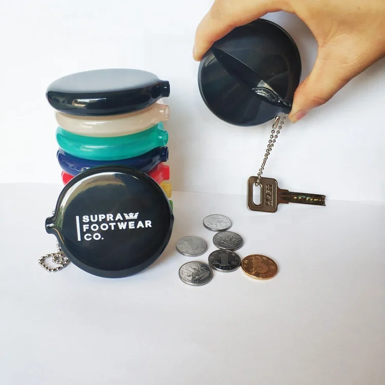 

Wholesale custom PVC round shape plastic rubber squeeze coin purse coin case
