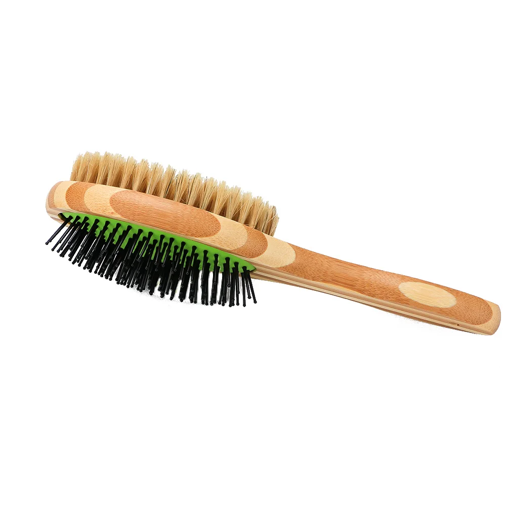 

Customized Double Sided Pin Bristle Bamboo Brush Grooming Comb Cleans Pets Shedding Dirt for hair, Yellow