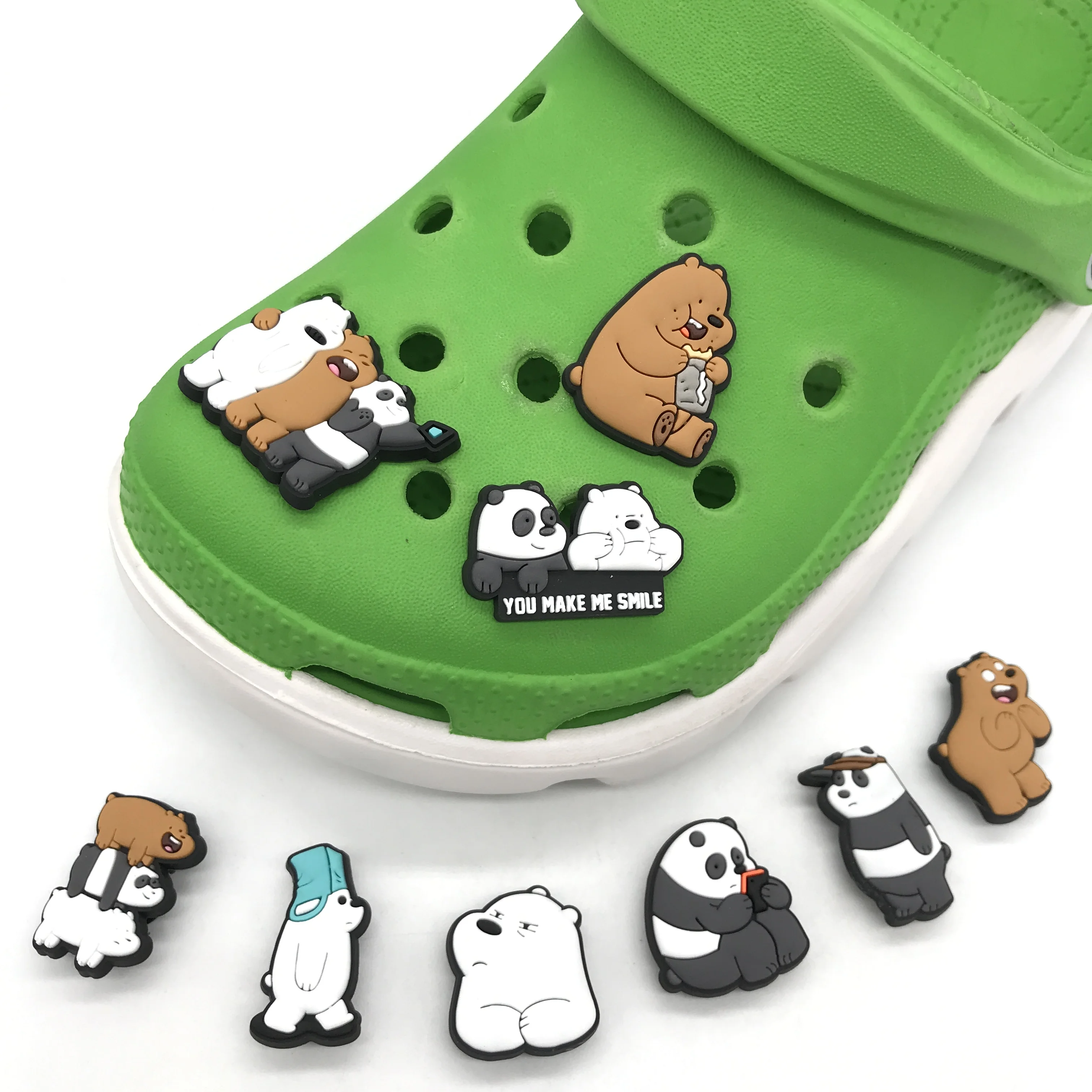 

2022 New design shoes accessories croc charms cartoon Bear naked Ice Bear Grizzly Panda party gifts shoes charms, Picture
