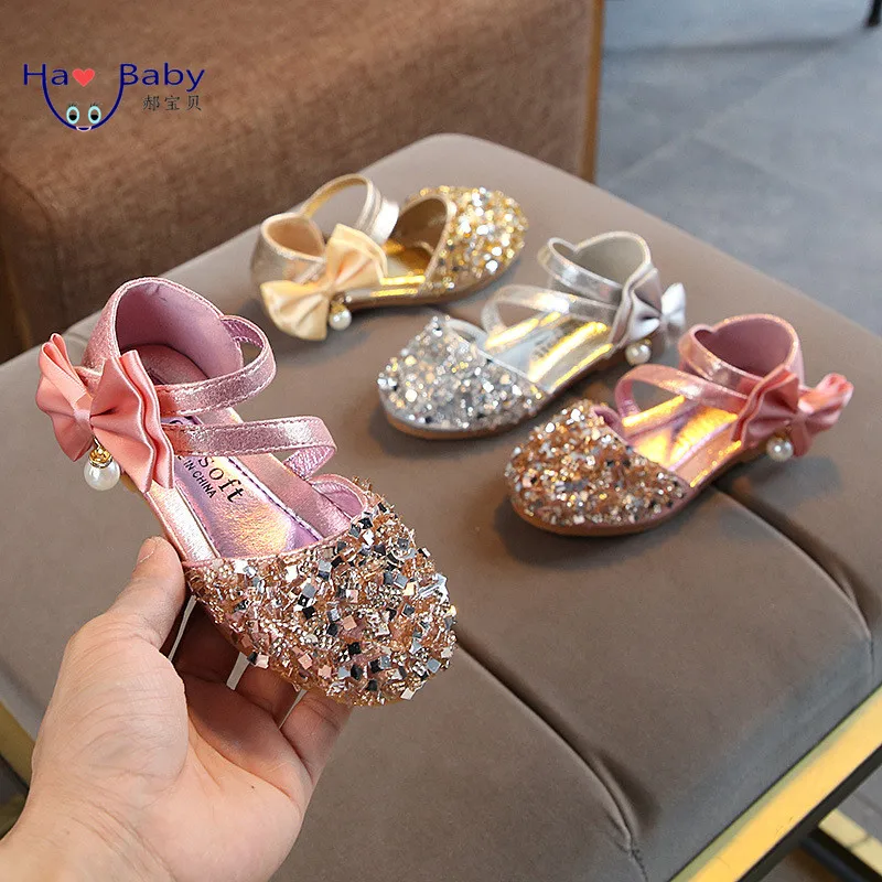 

Hao Baby Summer 2020 New Nice Girl Princess Dress Children Korean Version Sequins Girls Fancy Shoes