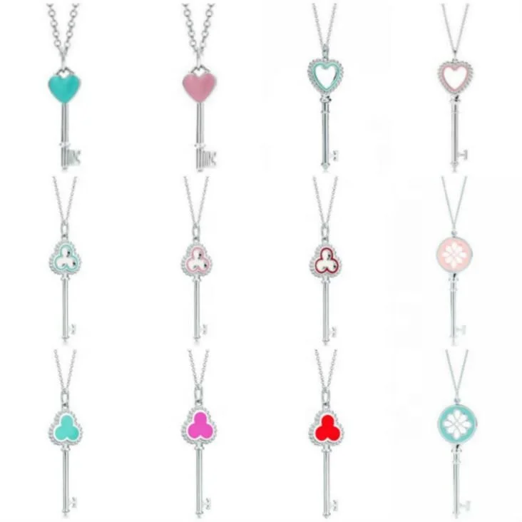 

2021 original TIF 925 Sterling Silver Love key multi color options personality fashion vitality women's Necklace Jewelry Design, Siver