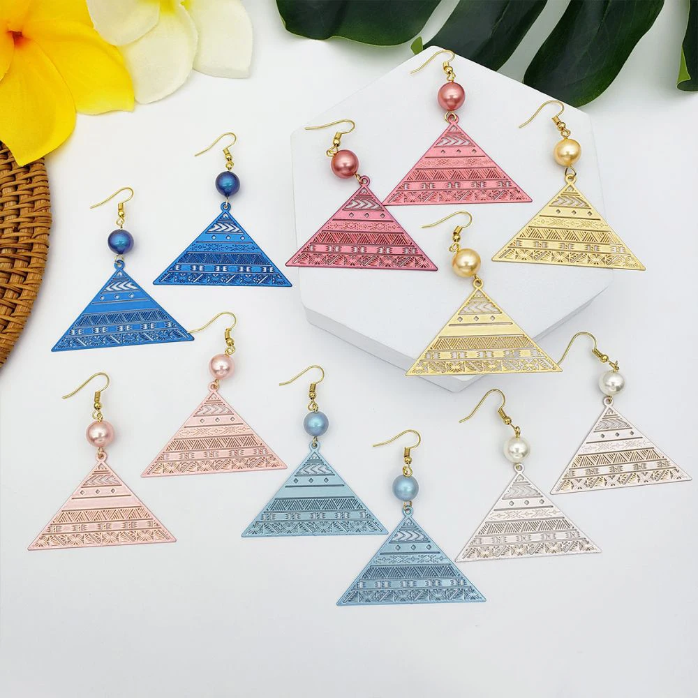 

Holiday Simple Earrings Colorful Pearl Jewelry Wholesale Hawaiian Tribal Drop Earrings