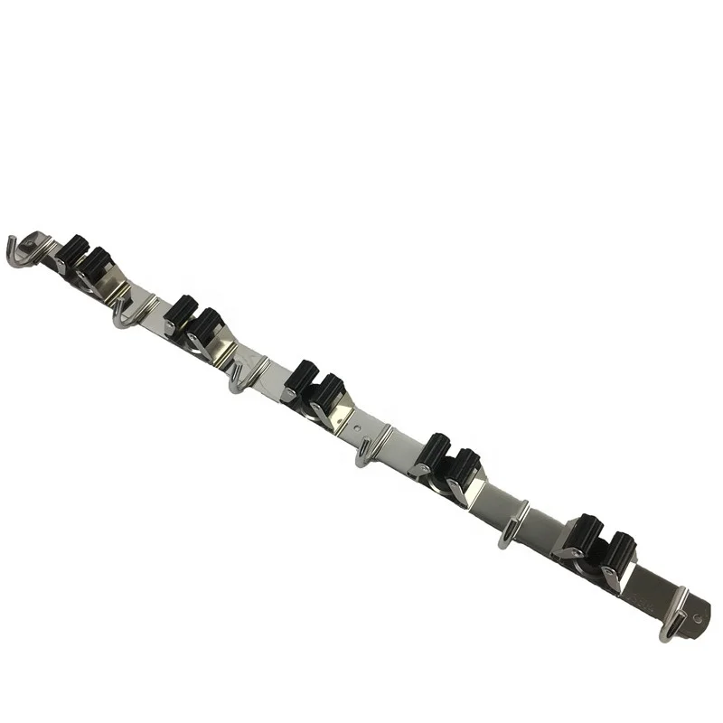 

Wall Mount Stainless Steel 5 Racks 6 Hooks Mop and Broom Holder Organizer, Silver