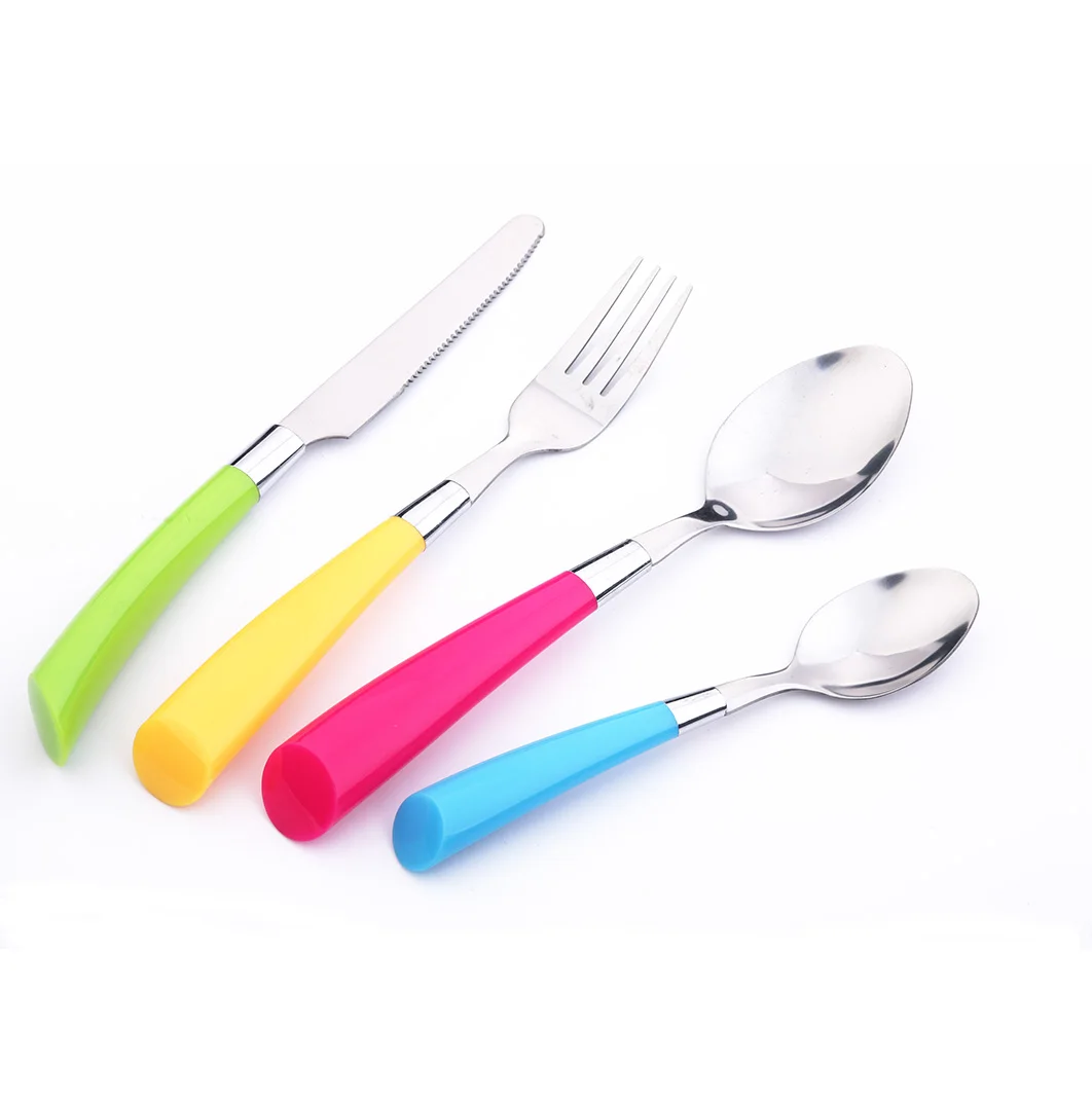 

Wholesale couverts de tableware dinnerware cubiertos de metal talheres plastic handle flatware set stainless steel cutlery, Silver;gold;rose gold,rainbow color