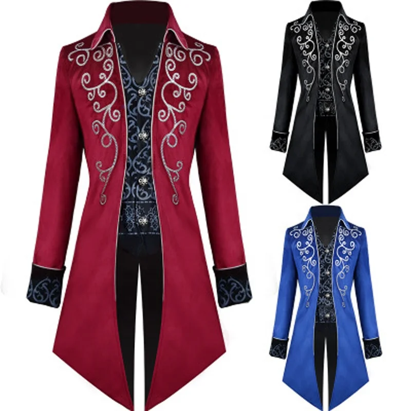 

Men's Steampunk Vintage Tailcoat Jacket Gothic Victorian Frock Coat Uniform Halloween Costume