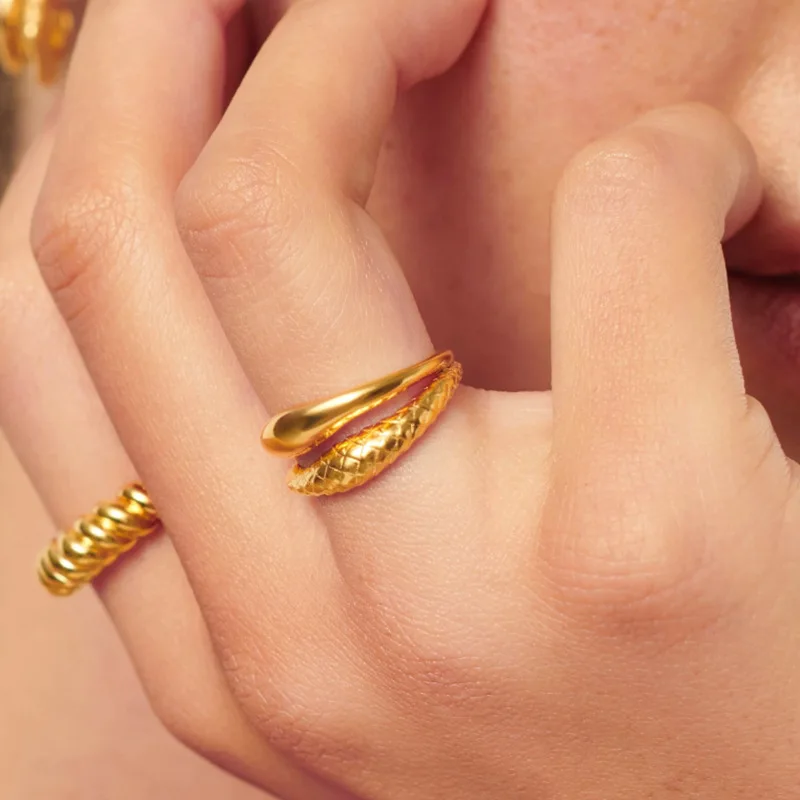 

Joolim Jewelry 18K Gold Plated Stainless Steel Double-layer Snake Rings for Women Fashion Jewelry