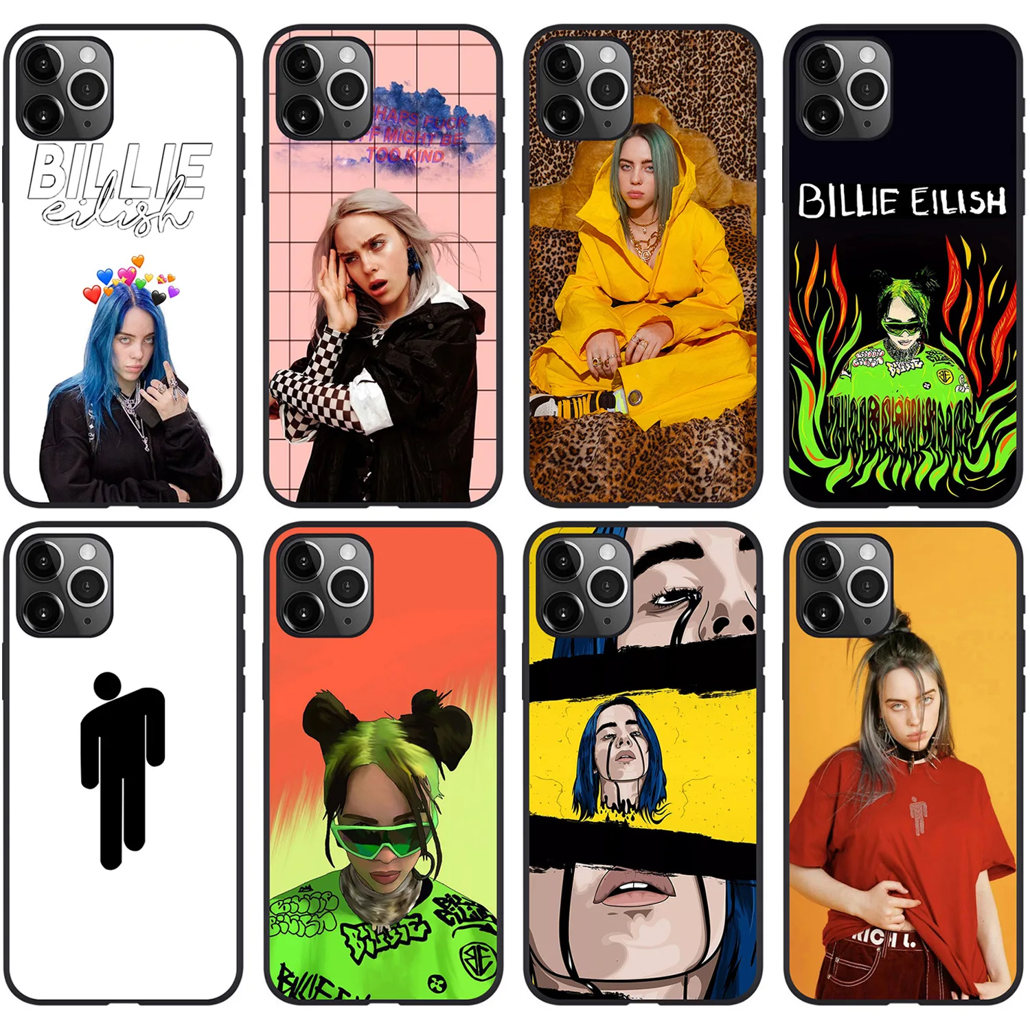 

Hot Sale Hight Quality Rappers Billie Eilish For Iphone 12pro 11 Max Sofe TPU Anti Shock Phone Case Cell Phone Cover, Customised