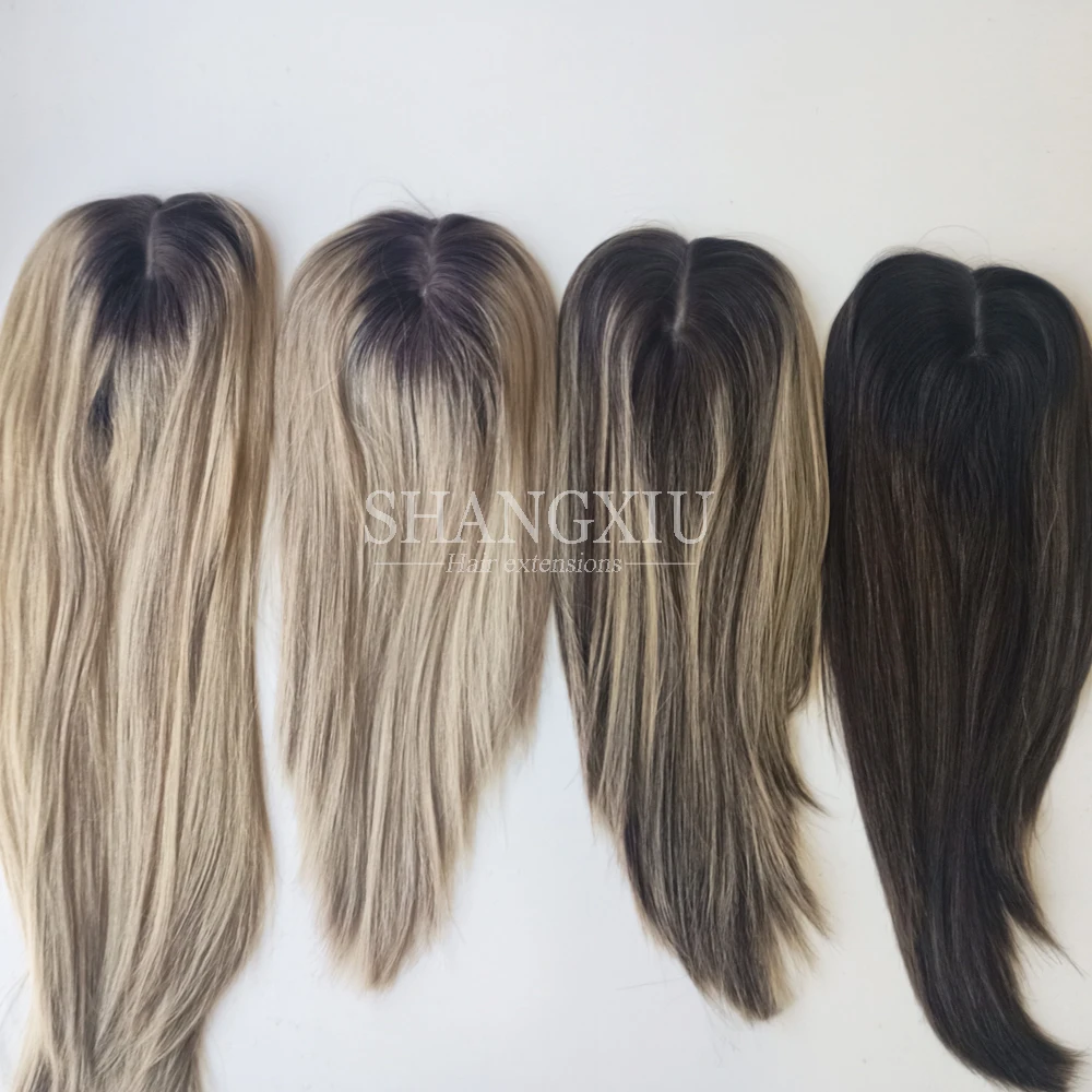 

Factory Wholesale Hantied Silk Base human hair toupee For Thinning Hair Women
