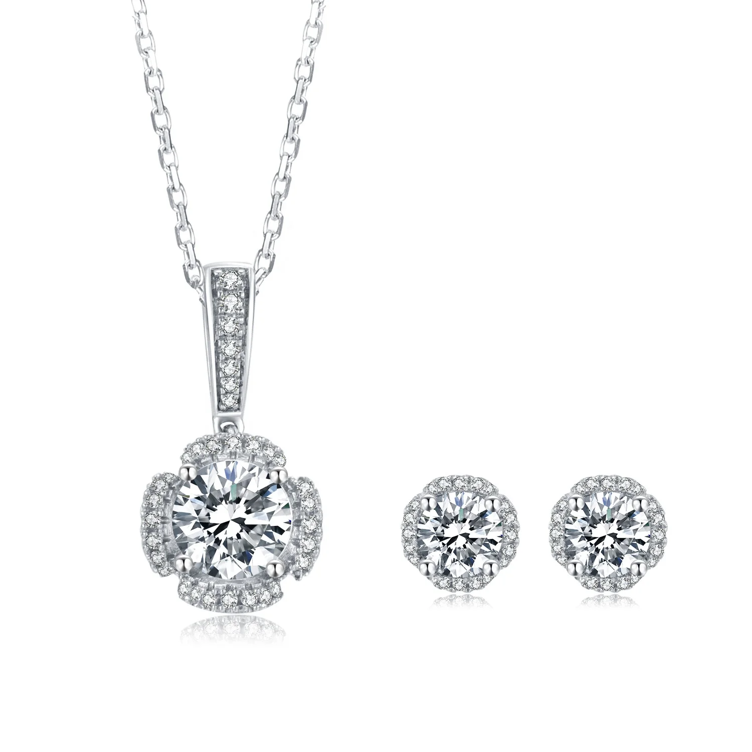 

Abiding Fashion Moissanite Diamond Earring Pendant Necklace 925 Sterling Silver Bridal Jewelry Set For Wedding Women