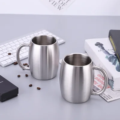 

450ml foreign trade creative simple 15ZO new portable creative double-layer stainless steel beer mug mug, Customized color