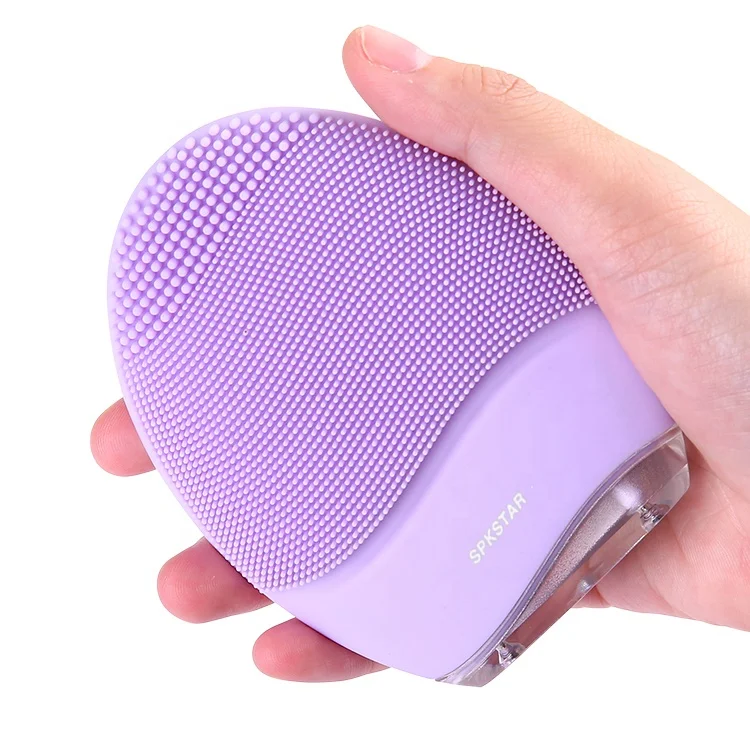 

Wholesale 2021 Custom Purple Face Cleaner Skin Cleaning Rechargeable Electric Sonic Silicone Facial Cleansing Brush, Pink, blue, purple