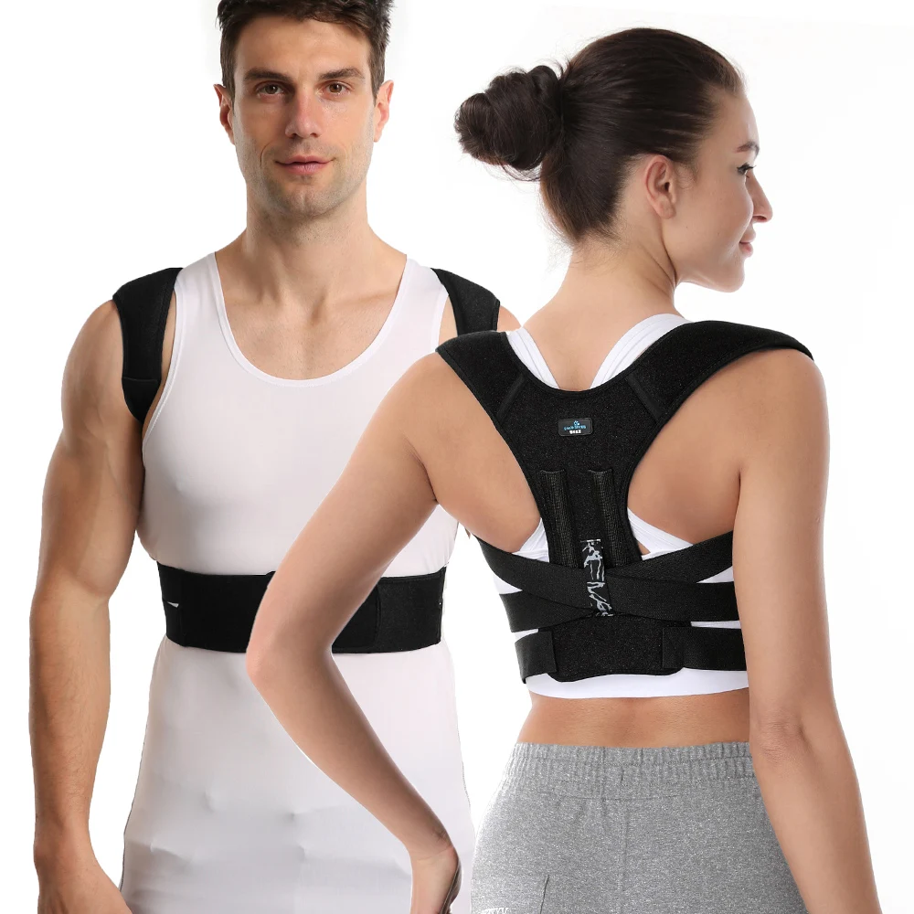 2021 New Patent Adjustable Shoulder Brace Upper Back Support Belt Clavicle Support Spine Posture Corrector for Women and Men