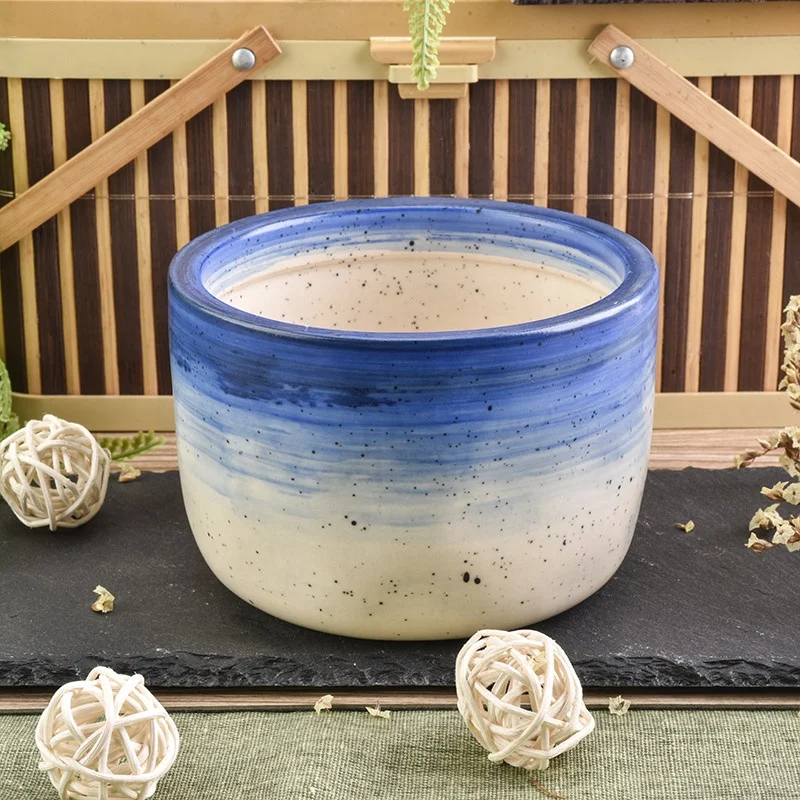Round handmade painting ceramic candle containers votive scented candle holders wedding decor