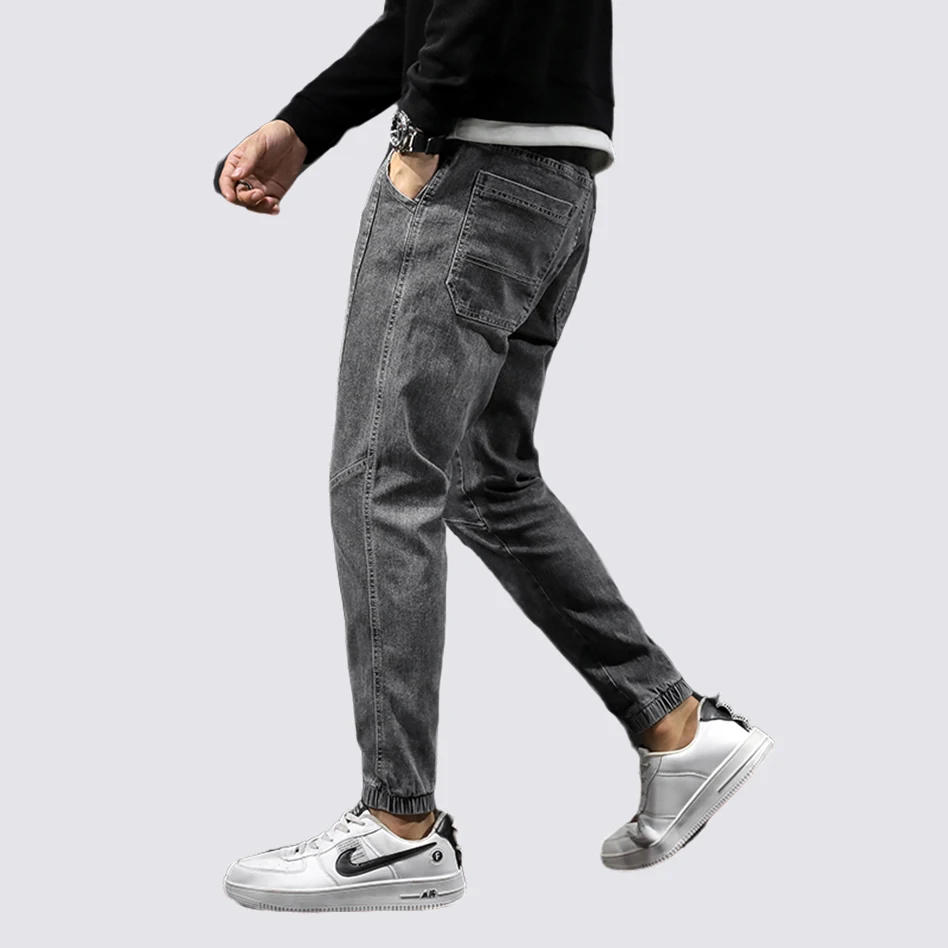 

2021 New Manufacturers Supply Wholesale Loose Straight Traditional Classic Black and Gray Stretch Men's Jeans, Black, gray