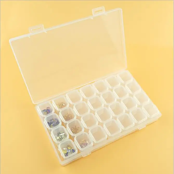 

28-Lattices NAIL Tools Accessories Storage Box Empty Plastic Nail Tip Storage Box, 5 colors