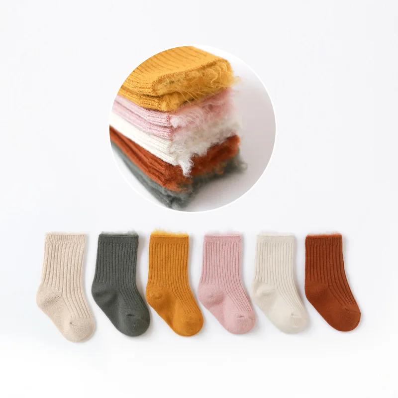 Factory Direct Sale Fuzzy Toddler Children Socks Wholesale Winter New Design Cute Ribbed Infant Baby Socks