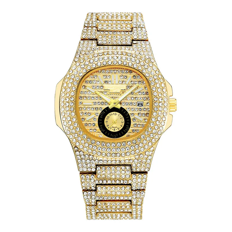

Mens Wrist Watches with Calender Luxury Men Wristwatch Fashion Diamond Date Quartz Watch