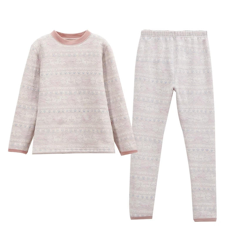 

Kids long johns thermal underwear set cotton jacquard thermal jajamas