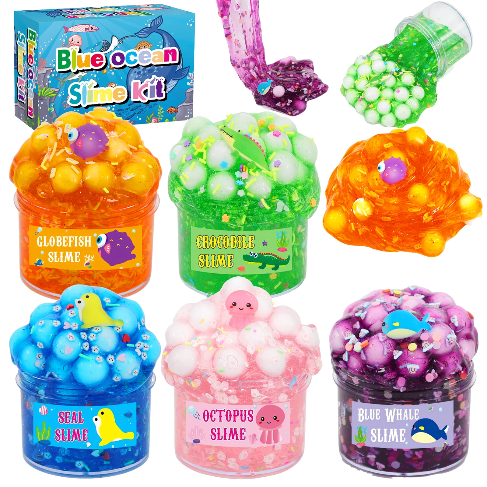 

Colorful and Beautiful DIY Slime Fillers Handmade marine animal Slime Putty Toy for Girls Boys Super Soft & Non-Sticky For Kids