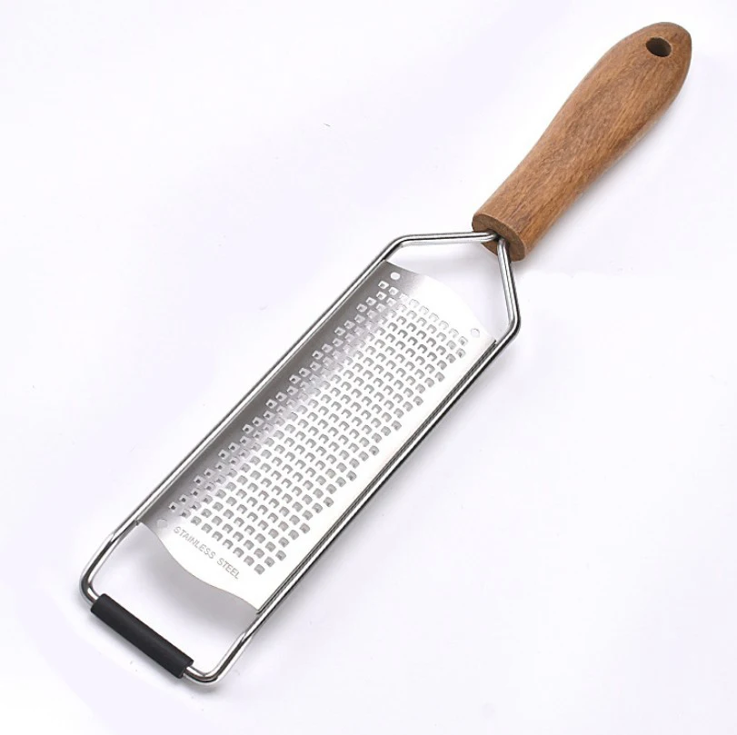 

hot New Stainless Steel Cheese Long Planing wooden Planer and Cleaning Brush Set Lemon wood Cheese Grater for Vegetable factory, Light brown and silver