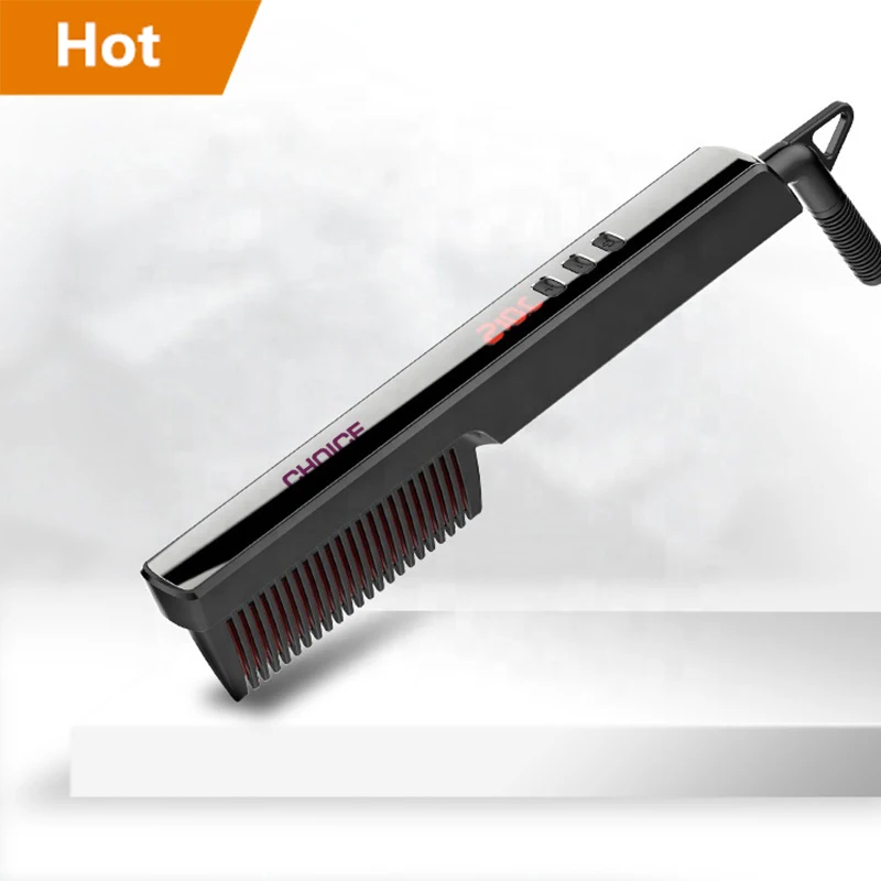 

Custom Hair Brushes LCD Ceramic Electric Hair Brush Straightener Private Label Hot Comb Hair Straightener