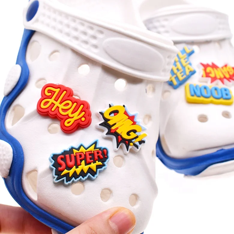 

Low Price High Quality Shoe Charms Fashion Popular Croc Charms Letters SUPER Crocs Charms Shoe For Mens Crocs, As picture