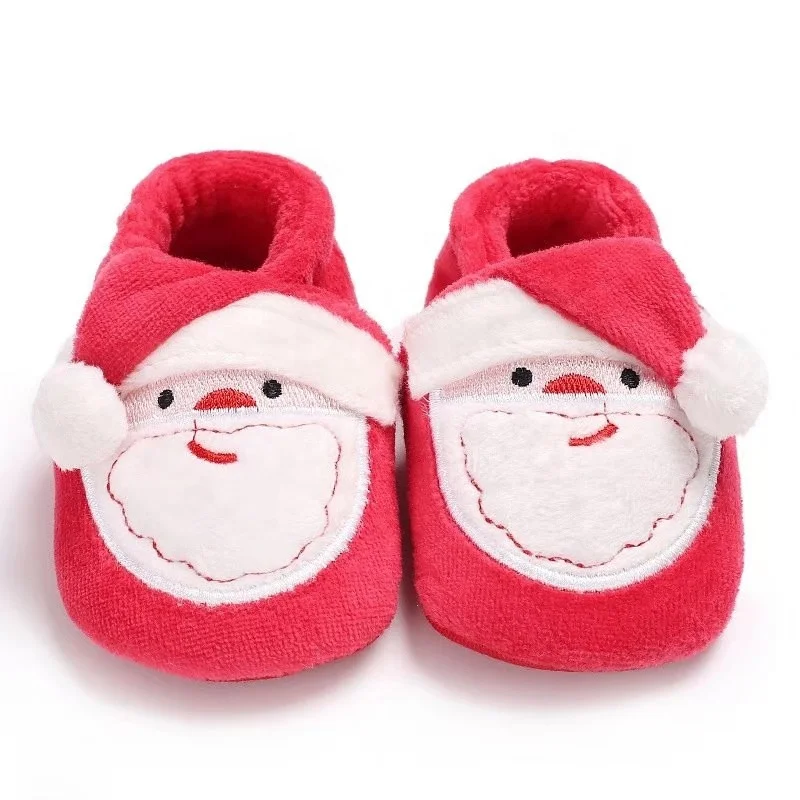 
Cute Infant Red Santa Claus Cartoon Fluffy Christmas Baby Shoes 