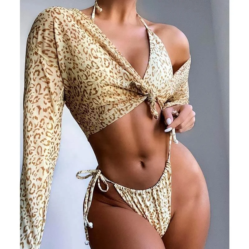 

FFG76601 Three Piece Bathing Suit 3Piece Swimsuit Maillot De Bain Tendance Print Bikini Fashion Show Sexy Beach Swimwear In 2021, Accept custom color