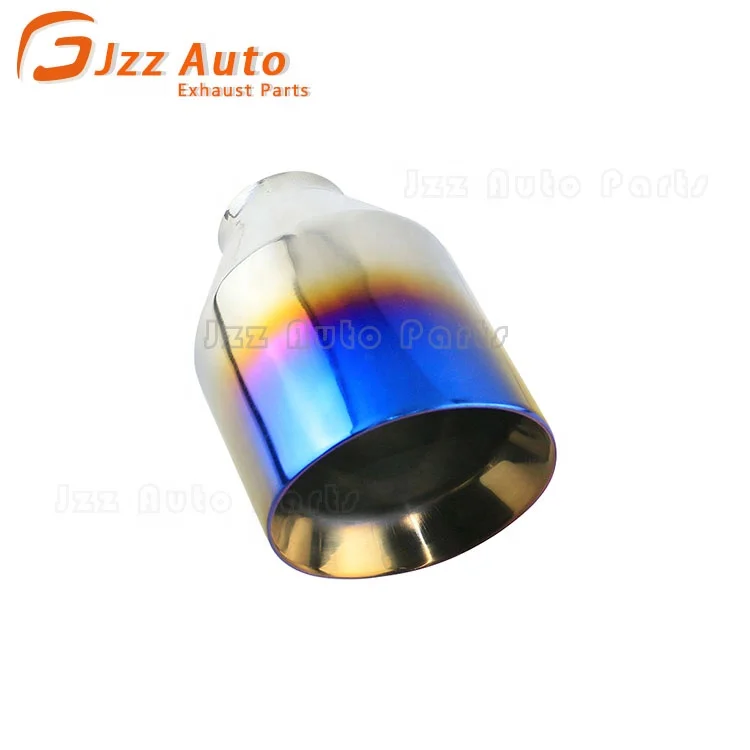 

JZZ auto car universal 2.5 Inlet 4 Outlet Blue Burnt Exhaust tips Stainless Steel muffler Tail Pipe Overseas warehouse