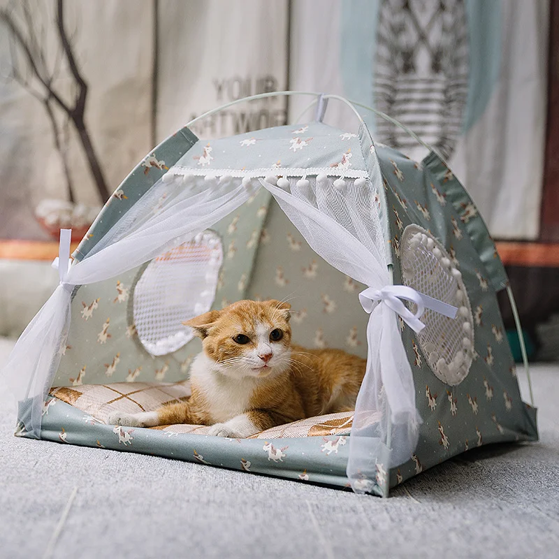 

Sweet Princess Cat Bed Foldable Small Cats Tent House Kitten Dog Basket Beds Cute Cat Tent Pet Bed, 3 colors