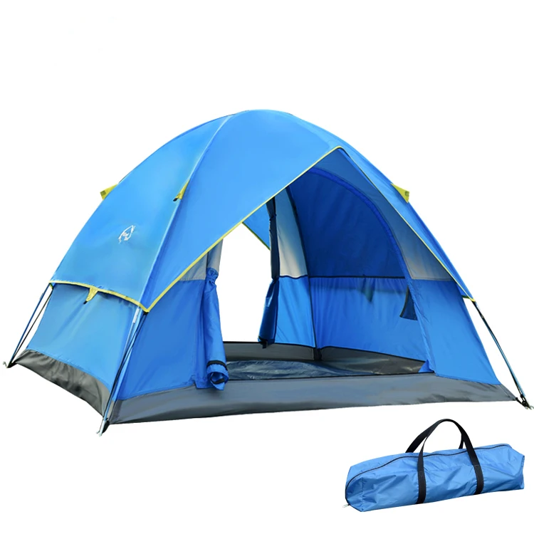 

Double Layer Double Dour Professional Outdoor Camping Rainproof Tent, Blue, green