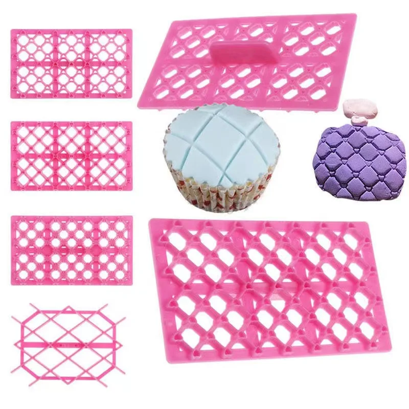 

Cake Fondant Embossing Mould Different Patterns Fondant Embosser Lace Diamond Flower Cookie Cutter Shaped Molds, Pink