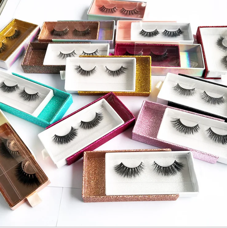 

NEW New Arrival Customized Lash Boxes 3D Mink False Eyelashes With Private Label Box free sample eyelashes, Black color