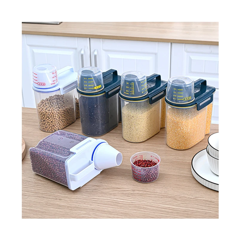 

1.5KG Japanese Whole Grains Storage Tank Kitchen Sealed Whole Grains Tank with Measuring Cup