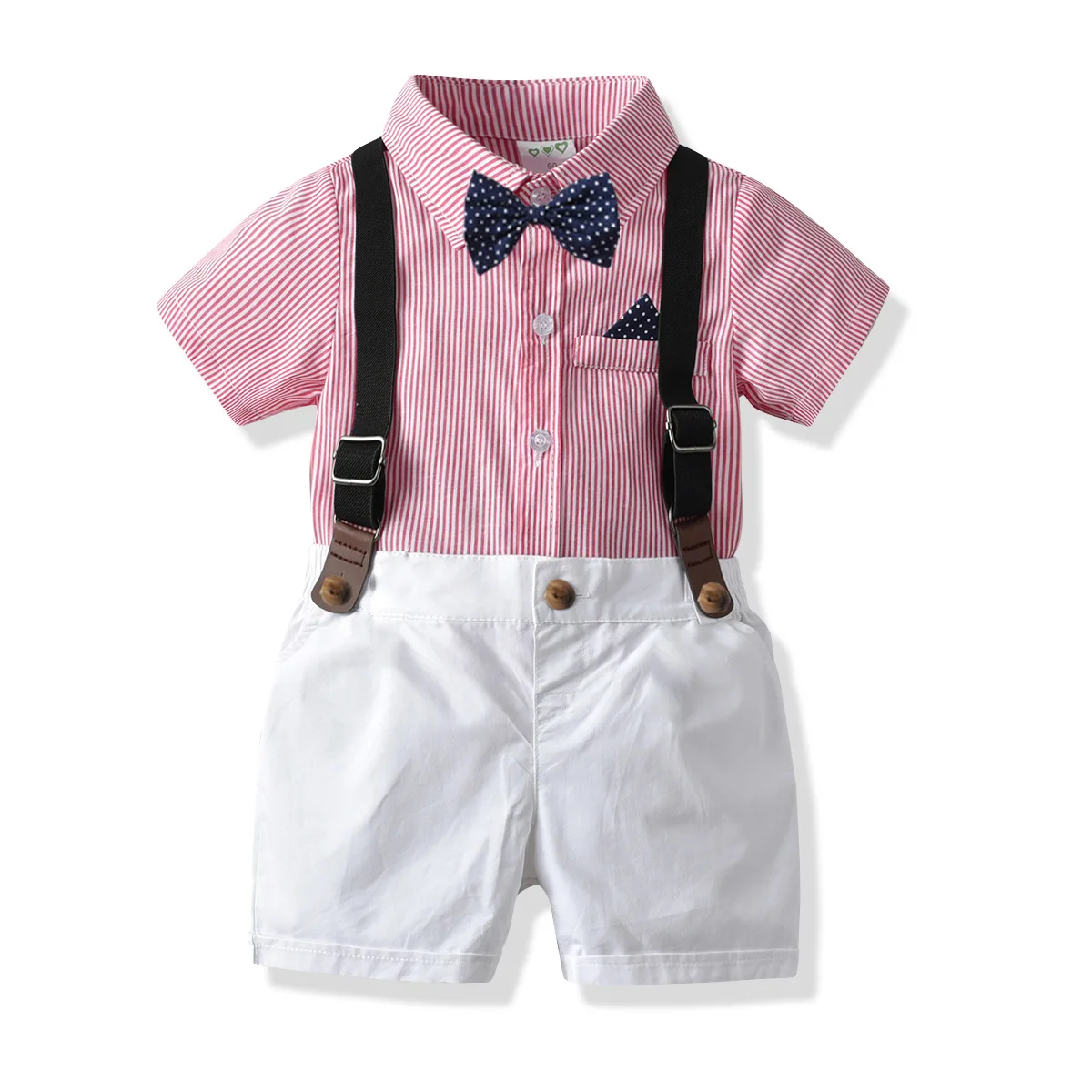 

Children's Summer Shirt Outfit Boys British Style Bow Tie Dress Suit Baby Zhuazhou Clothes Gentleman Suspender Pants