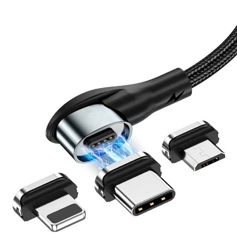 

Amazon Top seller 90 degree magnetic cable 3A fast chaging Data Transfer Elbow USB Magnetic Data Cable, Black/red/silver