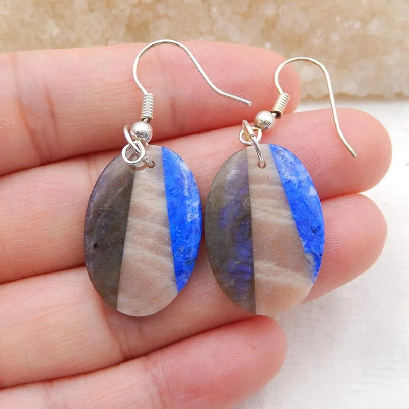 

Wholesale Labradorite,Sun Stone,Lapis Lazuli Intarsia Gemstone Earring For Women, , 6.4g